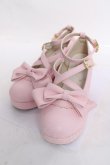 画像1: Amavel / ファーぽんリボン付クロスパンプス LL ピンク Y-26-03-20-016-CA-SH-SZ-ZY (1)