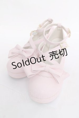 画像: Amavel / ファーぽんリボン付クロスパンプス LL ピンク Y-26-03-20-016-CA-SH-SZ-ZY