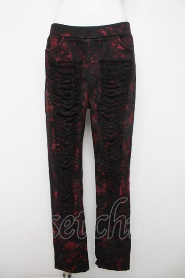 画像1: SEX POT ReVeNGe / GRUNGE PUNK CRUSH STRETCH スキニーパンツ L ブラック/レッド Y-26-03-20-169-SP-PA-SZ-ZY (1)