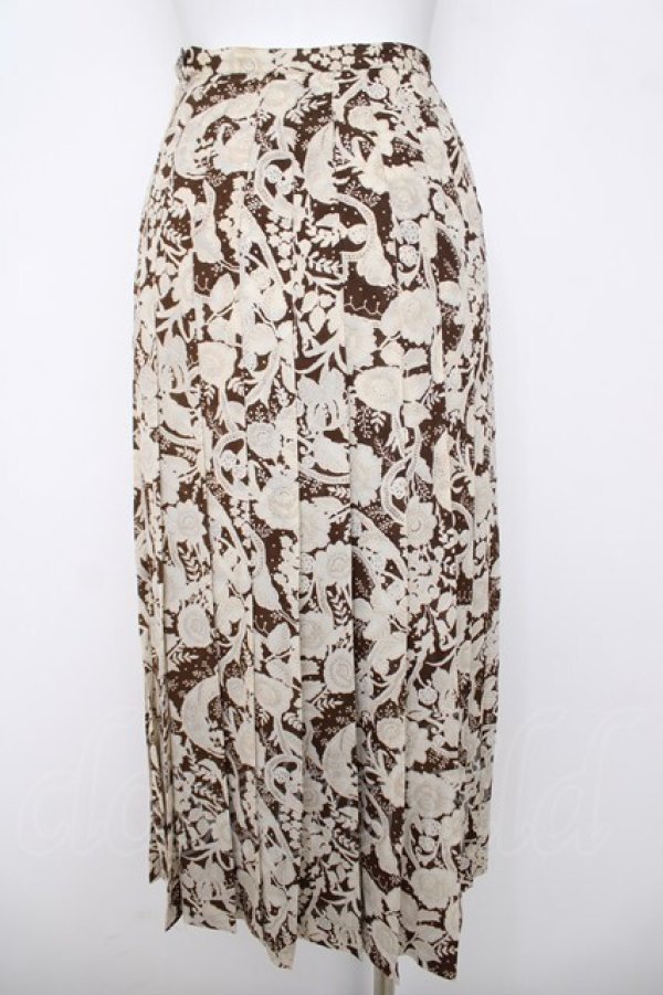 画像2: INGEBORG / ペイズリー花柄プリーツスカート  ブラウン×生成り Y-26-03-20-179-LO-SK-SZ-ZY (2)
