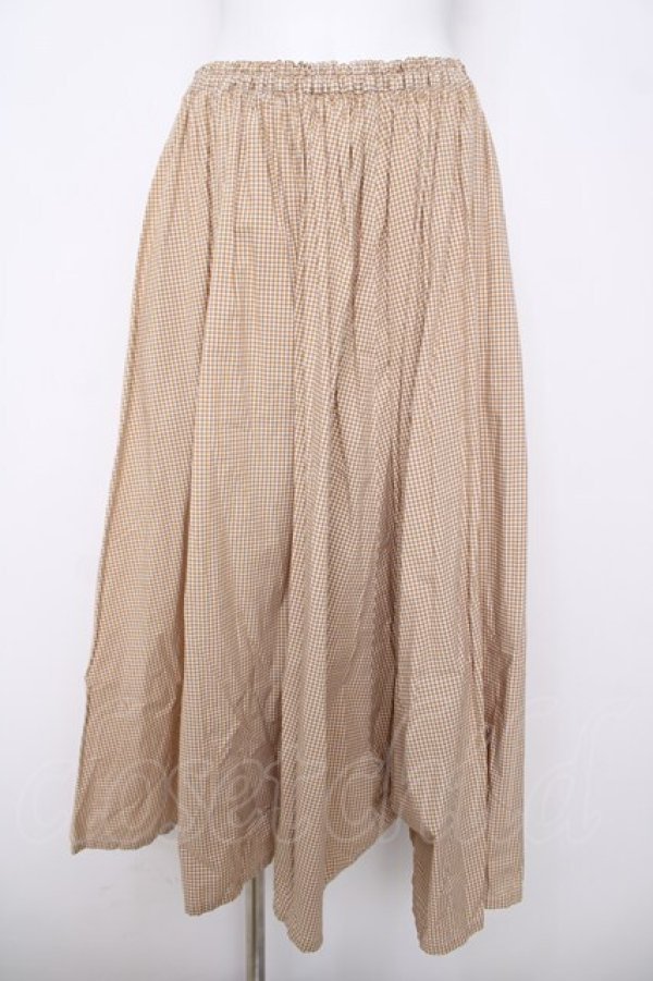 画像1: powder / ギンガムスカート F ベージュ Y-26-03-20-186-LO-SK-SZ-ZY (1)