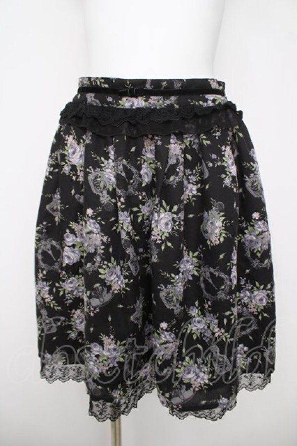 画像1: axes femme / フラワーモチーフスカート M 黒 Y-26-03-20-190-AX-SK-SZ-ZY (1)