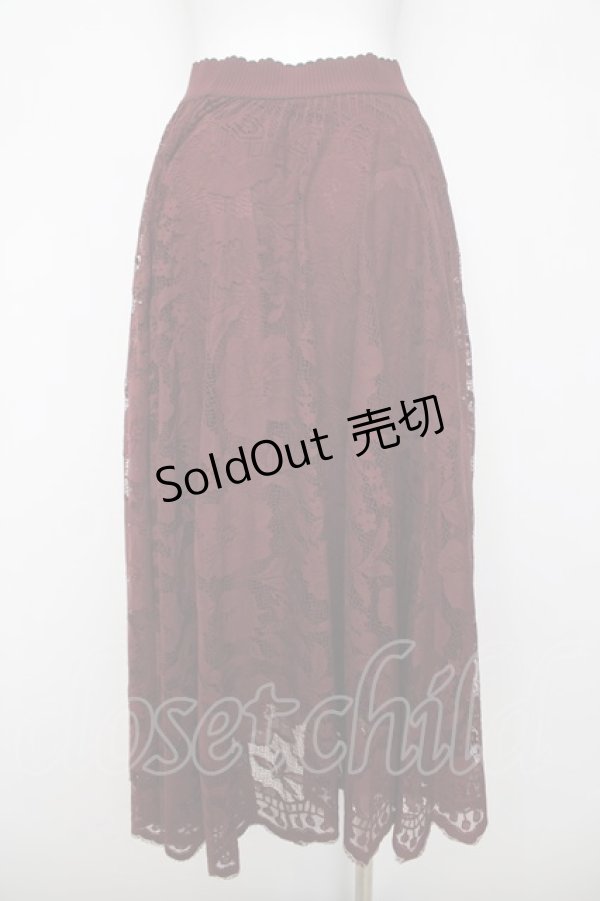 画像2: axes femme / レースサーキュラースカート M ワイン Y-26-03-20-192-AX-SK-SZ-ZY (2)