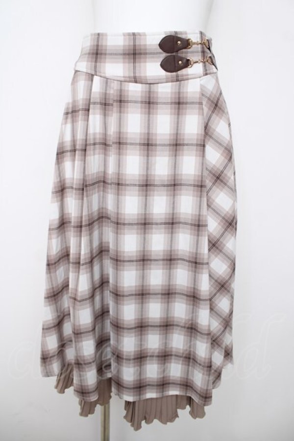 画像1: axes femme / ビッグチェックミディスカート F ベージュ Y-26-03-20-193-AX-SK-SZ-ZY (1)