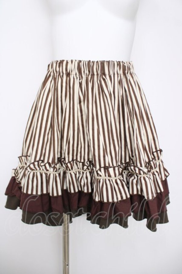 画像1: Dangerous nude / ストライプフィッシュテイルスカート F ブラウン Y-26-03-20-201-PU-SK-SZ-ZY (1)