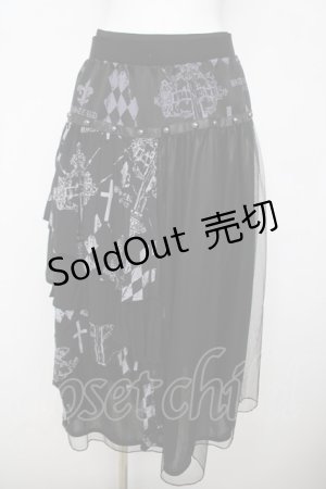 画像: SEX POT ReVeNGe / GRIMMレイヤードスカート  黒×グレー Y-26-03-20-203-SP-SK-SZ-ZY