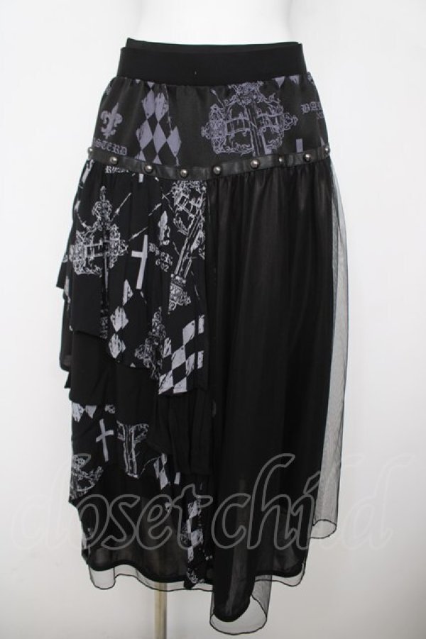 画像1: SEX POT ReVeNGe / GRIMMレイヤードスカート  黒×グレー Y-26-03-20-203-SP-SK-SZ-ZY (1)