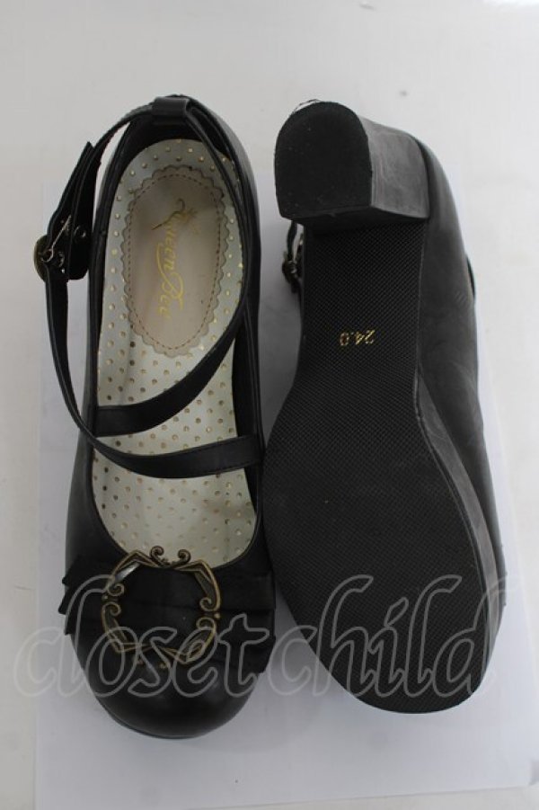 画像5: Queen Bee / クラシカルフレームパンプス 24cm 黒 Y-26-03-20-018-EL-SH-SZ-ZY (5)