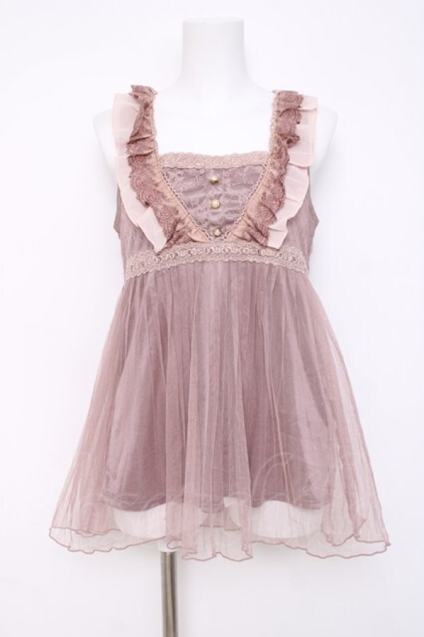画像1: axes femme / チュールフリルアウタータンク M 淡ピンク Y-26-03-20-022-AX-TO-SZ-ZY (1)