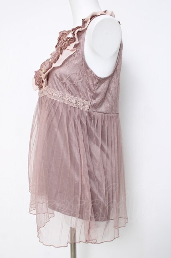 画像2: axes femme / チュールフリルアウタータンク M 淡ピンク Y-26-03-20-022-AX-TO-SZ-ZY (2)