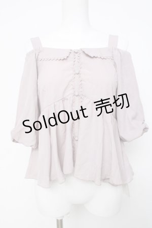 画像: axes femme POETIQUE / 袖レース切り替えオフショルブラウス M 淡ピンク Y-26-03-20-023-AX-BL-SZ-ZY
