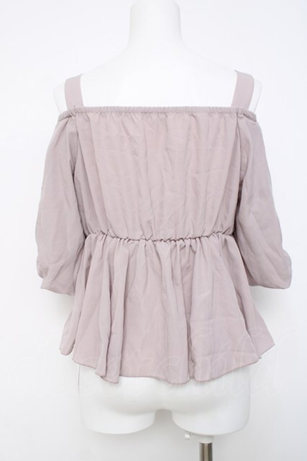 画像3: axes femme POETIQUE / 袖レース切り替えオフショルブラウス M 淡ピンク Y-26-03-20-023-AX-BL-SZ-ZY (3)
