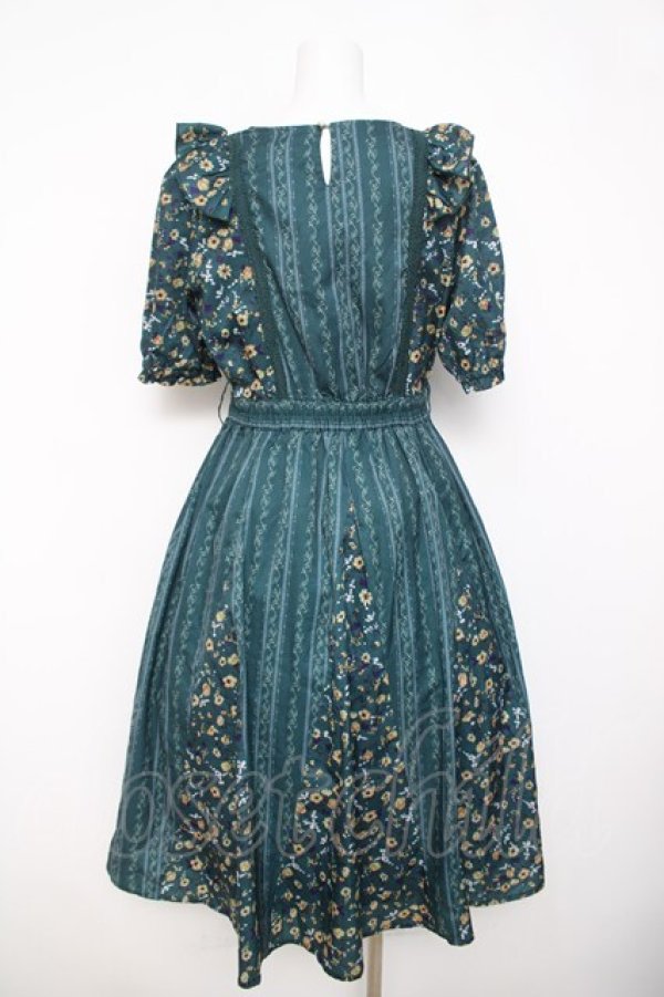 画像2: axes femme / パッチワーク柄フリルワンピ  グリーン Y-26-03-21-048-AX-OP-SZ-ZY (2)