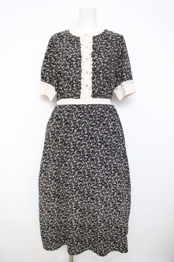 画像1: axes femme / 小花柄ワンピース M 黒 Y-26-03-21-049-AX-OP-SZ-ZY (1)