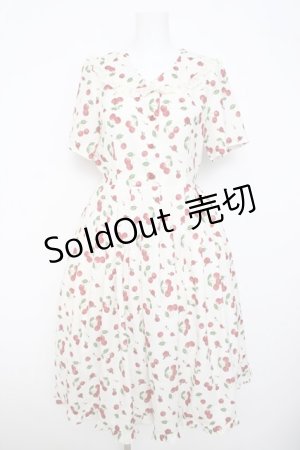 画像: axes femme / チェリーローズ柄セーラーワンピース F 生成り Y-26-03-21-051-AX-OP-SZ-ZY