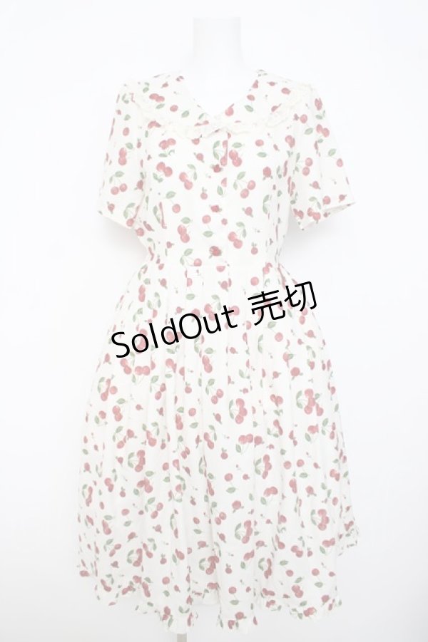 画像1: axes femme / チェリーローズ柄セーラーワンピース F 生成り Y-26-03-21-051-AX-OP-SZ-ZY (1)