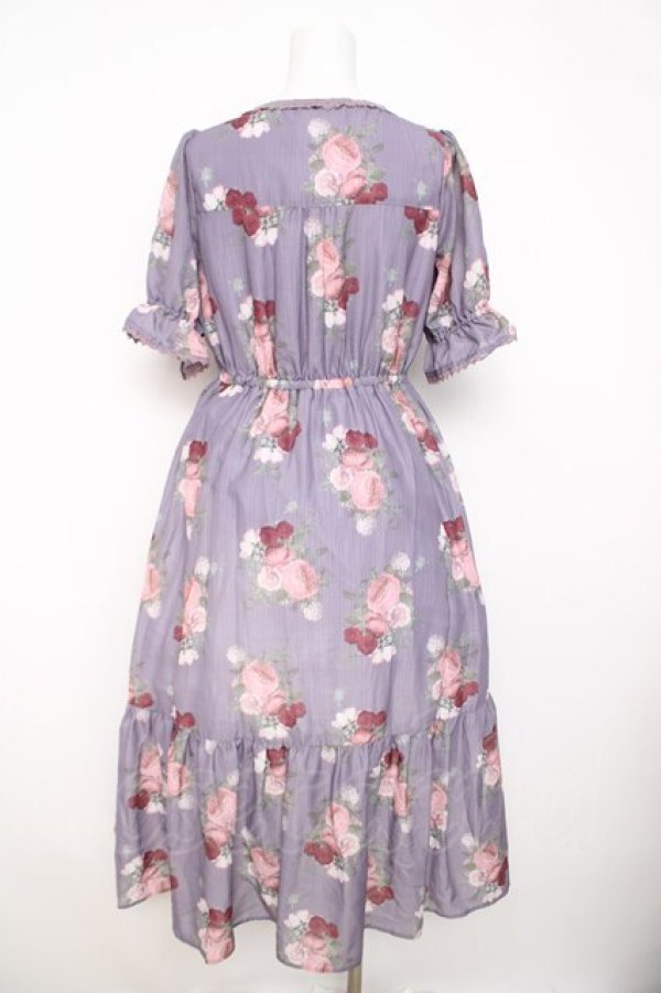 画像2: axes femme / ミルフィーユローズ柄ワンピース  ラベンダー Y-26-03-21-052-AX-OP-SZ-ZY (2)