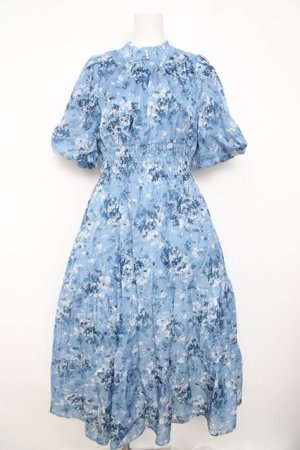 画像: axes femme / オーガンジーフラワーワンピース  サックス Y-26-03-21-053-AX-OP-SZ-ZY