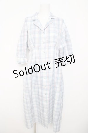 画像: axes femme POETIQUE / チェック開襟シャツワンピース  サックス Y-26-03-21-054-AX-OP-SZ-ZY