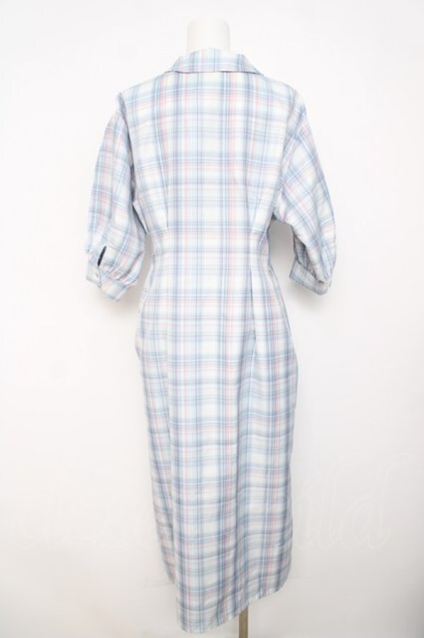 画像2: axes femme POETIQUE / チェック開襟シャツワンピース  サックス Y-26-03-21-054-AX-OP-SZ-ZY (2)