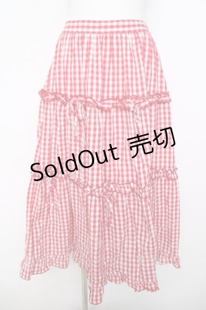 画像: axes femme POETIQUE / ギンガムティアードスカート M 赤 Y-26-03-21-058-AX-SK-SZ-ZY