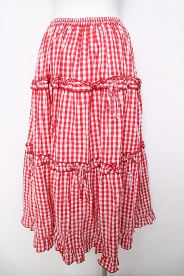 画像2: axes femme POETIQUE / ギンガムティアードスカート M 赤 Y-26-03-21-058-AX-SK-SZ-ZY (2)