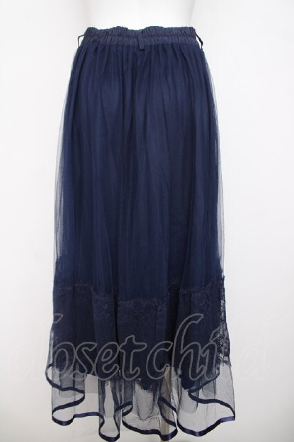 画像2: axes femme POETIQUE / バックフリルレースアップスカート  紺 Y-26-03-21-060-AX-SK-SZ-ZY (2)