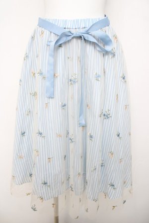 画像: axes femme / ストライプ×チュールスカート  サックス Y-26-03-21-062-AX-SK-SZ-ZY