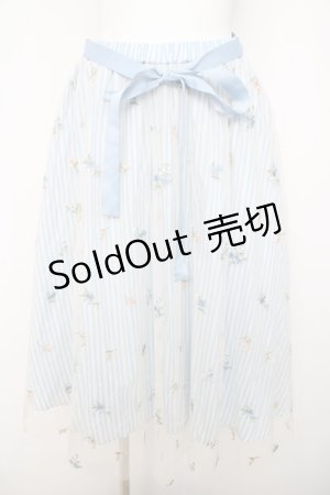 画像: axes femme / ストライプ×チュールスカート  サックス Y-26-03-21-062-AX-SK-SZ-ZY