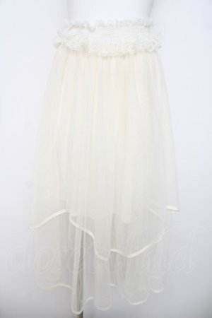 画像: axes femme POETIQUE / サス付イレヘムチュールスカート  生成り Y-26-03-21-064-AX-SK-SZ-ZY