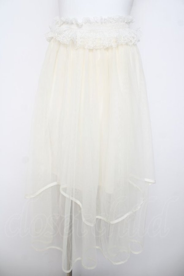 画像1: axes femme POETIQUE / サス付イレヘムチュールスカート  生成り Y-26-03-21-064-AX-SK-SZ-ZY (1)