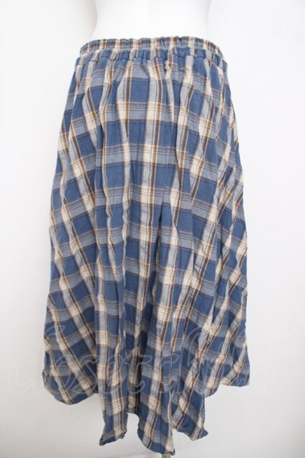 画像2: axes femme / チェック柄レースフリルスカート F ブルー Y-26-03-21-066-AX-SK-SZ-ZY (2)
