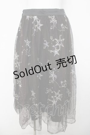 画像: axes femme / お星さまチュールスカート  黒 Y-26-03-21-067-AX-SK-SZ-ZY