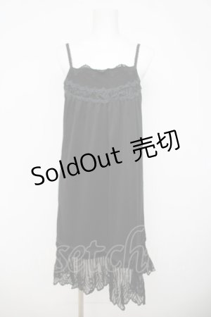 画像: axes femme / 裾刺繍入りプリーツインナーワンピース M 黒 Y-26-03-21-009-AX-OP-SZ-ZY