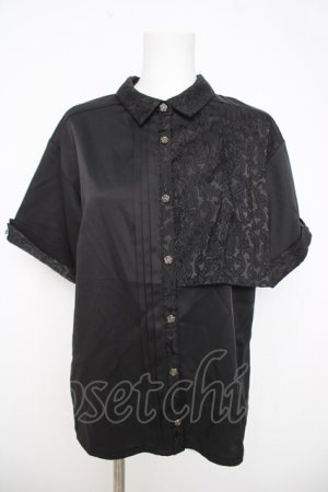 画像: axes femme / ジャカード切替シャツ  黒 Y-26-03-21-010-AX-BL-SZ-ZY