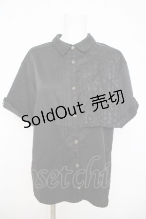 画像: axes femme / ジャカード切替シャツ  黒 Y-26-03-21-010-AX-BL-SZ-ZY