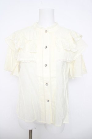 画像: axes femme / ケープフリルブラウス M 生成り Y-26-03-21-013-AX-BL-SZ-ZY