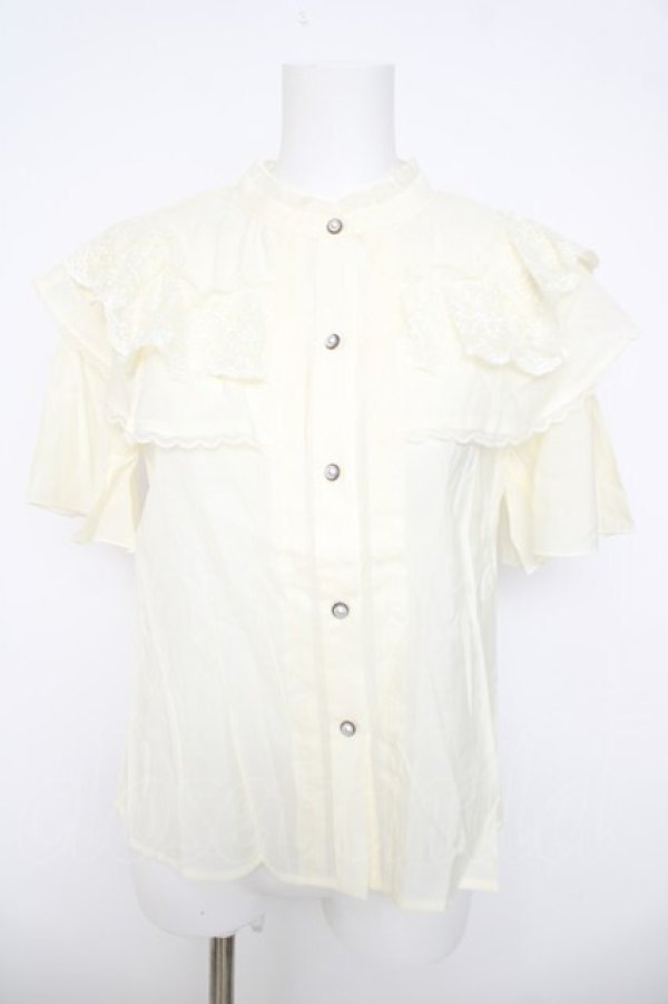 画像1: axes femme / ケープフリルブラウス M 生成り Y-26-03-21-013-AX-BL-SZ-ZY (1)