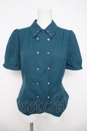 画像: axes femme / コルセット風ダブルボタンブラウス  グリーン Y-26-03-21-014-AX-BL-SZ-ZY