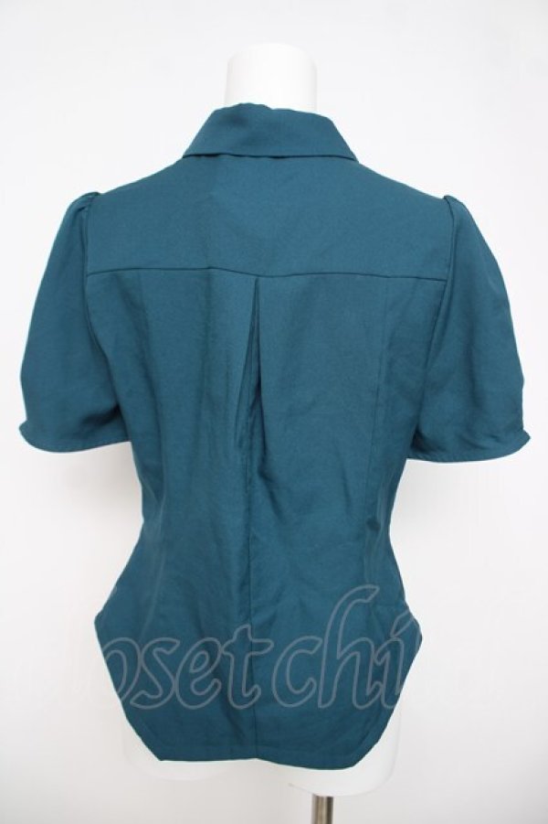 画像2: axes femme / コルセット風ダブルボタンブラウス  グリーン Y-26-03-21-014-AX-BL-SZ-ZY (2)