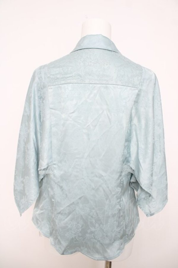 画像2: axes femme / ジャガードチャイナブラウス  サックス Y-26-03-21-016-AX-BL-SZ-ZY (2)