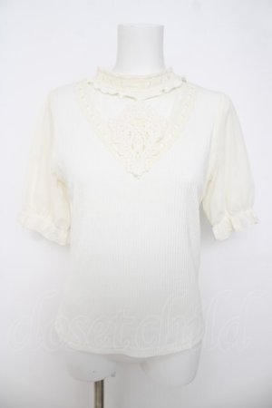 画像: axes femme / モチーフレースデザインプルオーバー M 白 Y-26-03-21-018-AX-TO-SZ-ZY