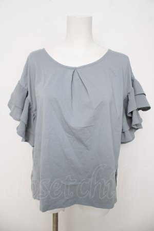 画像: axes femme / 素材切替フリルプルオーバー  サックス Y-26-03-21-019-AX-TO-SZ-ZY