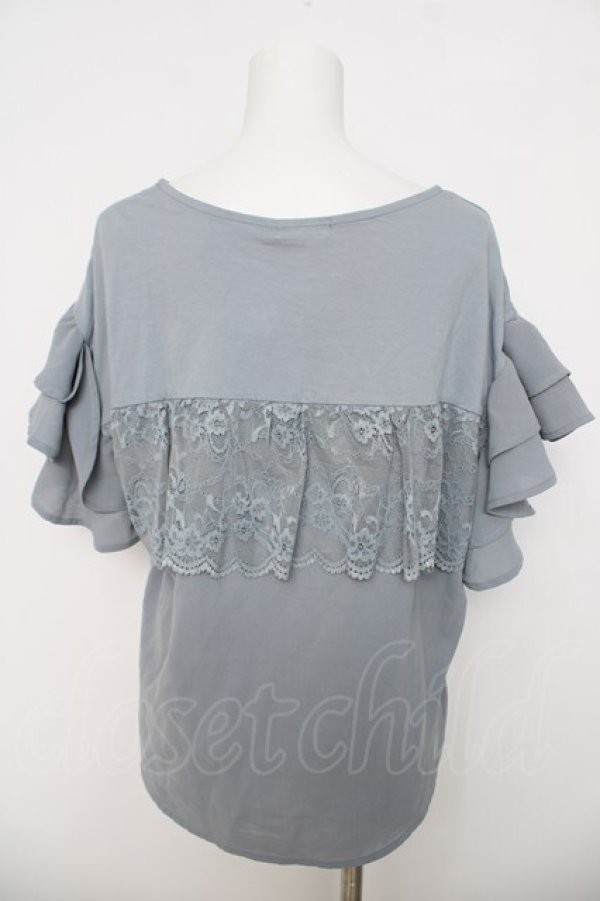 画像2: axes femme / 素材切替フリルプルオーバー  サックス Y-26-03-21-019-AX-TO-SZ-ZY (2)