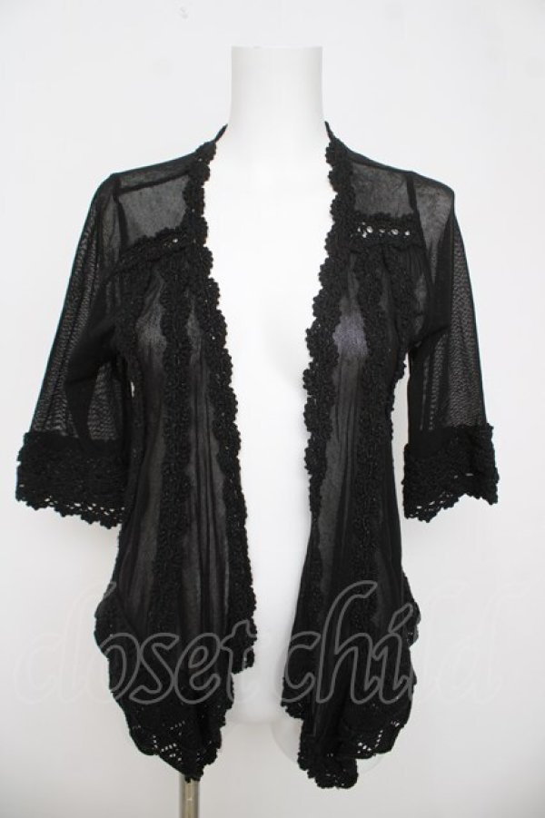 画像1: axes femme / ラメニット切り替えボレロ M 黒 Y-26-03-21-022-AX-TO-SZ-ZY (1)