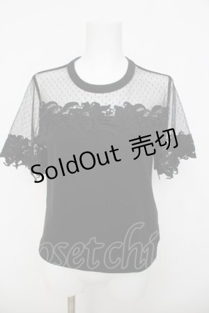 画像: axes femme / 透けチュールレースプルオーバー M 黒 Y-26-03-21-023-AX-TO-SZ-ZY