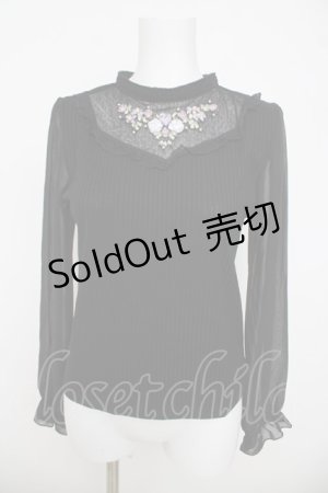 画像: axes femme / リボン刺繍プルオーバー M 黒 Y-26-03-21-024-AX-TO-SZ-ZY