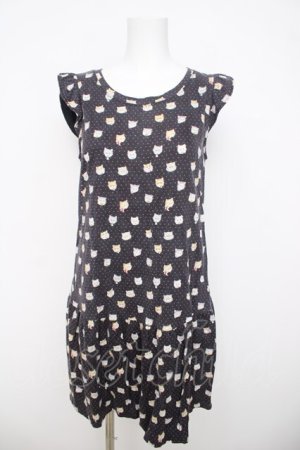 画像: Franche Lippee / ぶすねこワンピース M 紺 Y-26-03-21-031-LO-OP-SZ-ZY