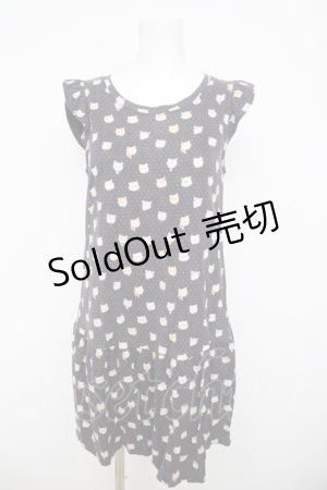 画像: Franche Lippee / ぶすねこワンピース M 紺 Y-26-03-21-031-LO-OP-SZ-ZY