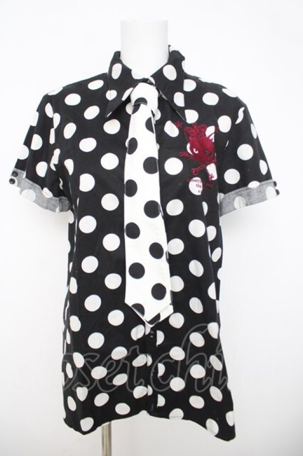 画像1: PUTUMAYO / 水玉柄ロングシャツ  黒 Y-26-03-21-035-PT-BL-SZ-ZY (1)